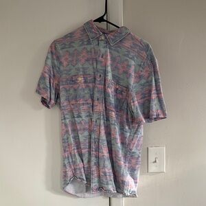 Men's Faherty Brand size Large Patterned Short Sleeve Button down Shirt